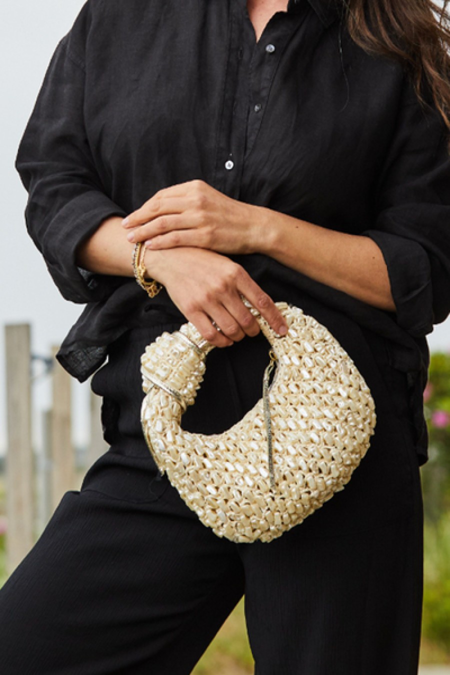 Bags Poolside | Poolside - The Josie Knot Bag - Pearl Raffia