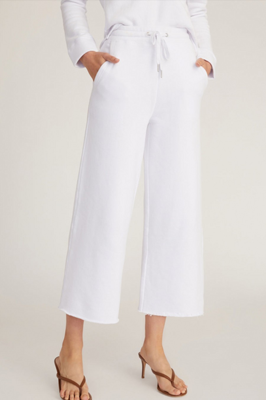 Clothing Marissa Webb | Marissa Webb - So Relaxed French Terry Wide Leg Sweatpant - White