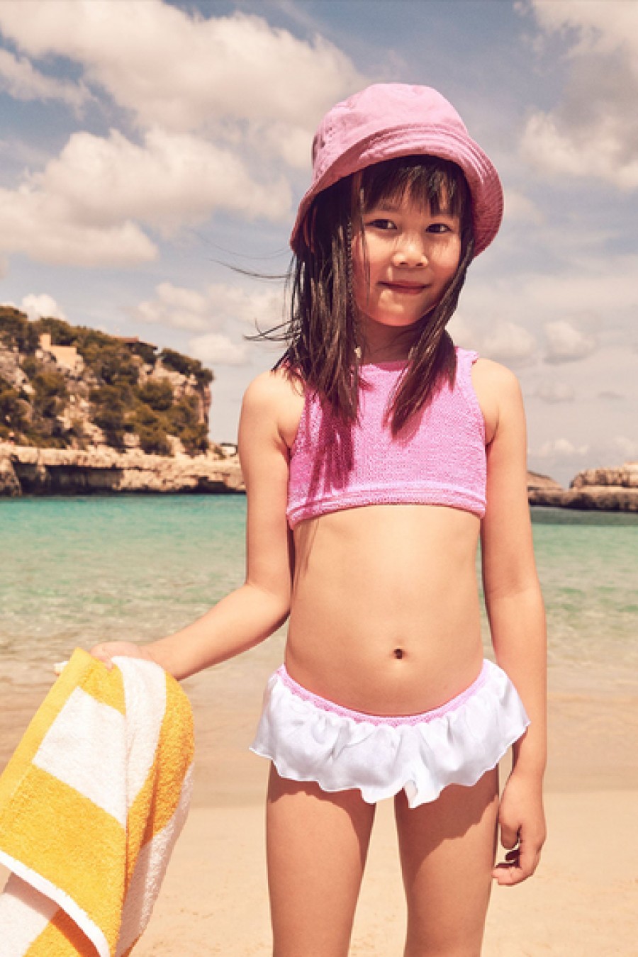 Swim HUNZA G | Hunza G - Kids Olive Bikini - Bubblegum