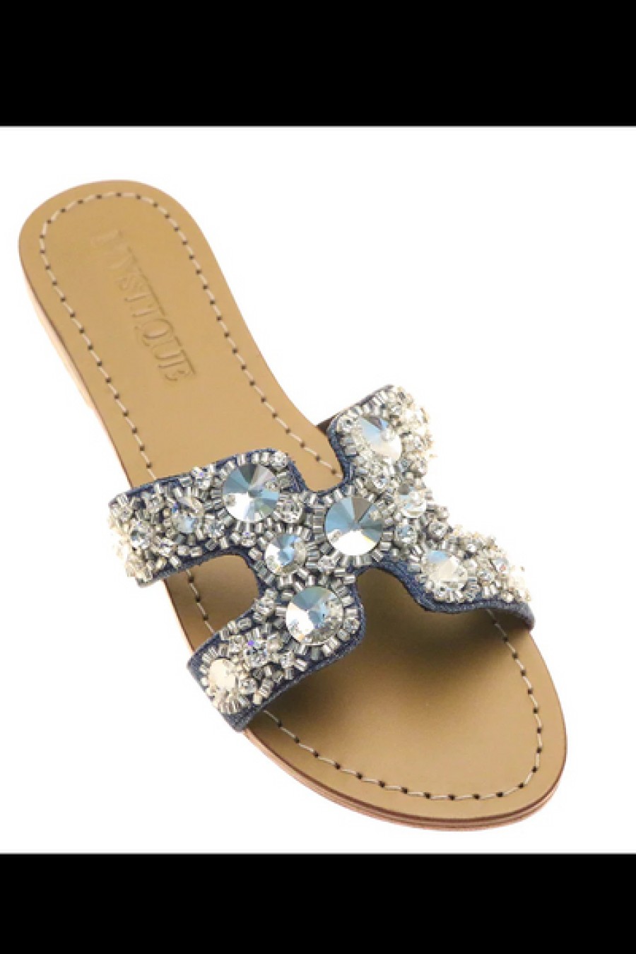 Shoes Mystique | Mystique - Anderson Crystal Sandal - Dark Denim