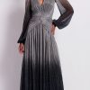 Clothing PatBO | Patbo - Ombre Lurex Plunge Gown - Silver