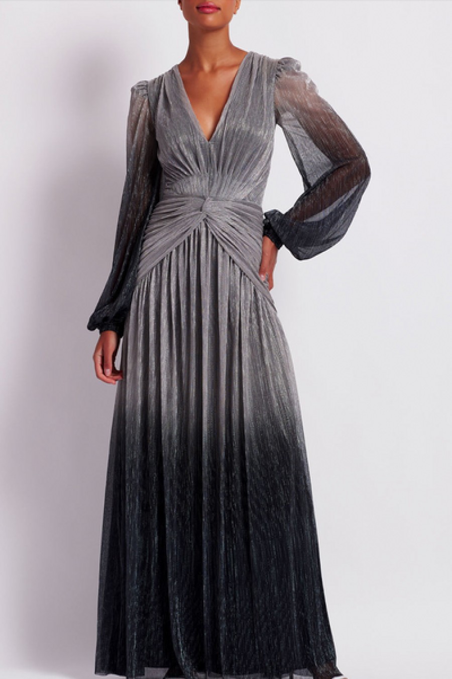 Clothing PatBO | Patbo - Ombre Lurex Plunge Gown - Silver