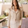 Clothing LoveShackFancy | Loveshackfancy - Torrez Leather Jacket - Antique White