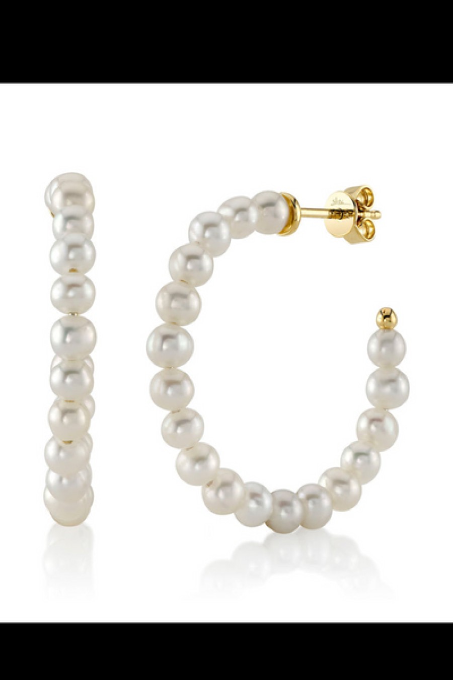 Accessories VASILEA | Vasilea - Pearl Hoop Earrings - 14K Gold