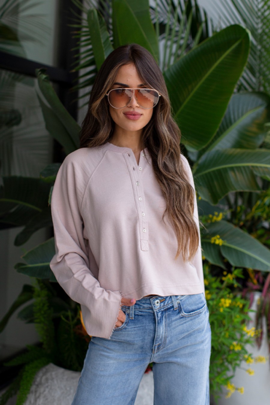 Clothing Marissa Webb | Marissa Webb - So Uptight Plunge Henley - Quartz