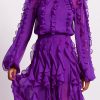 Clothing PatBO | Patbo - Ruffle High Neck Blouse - Purple