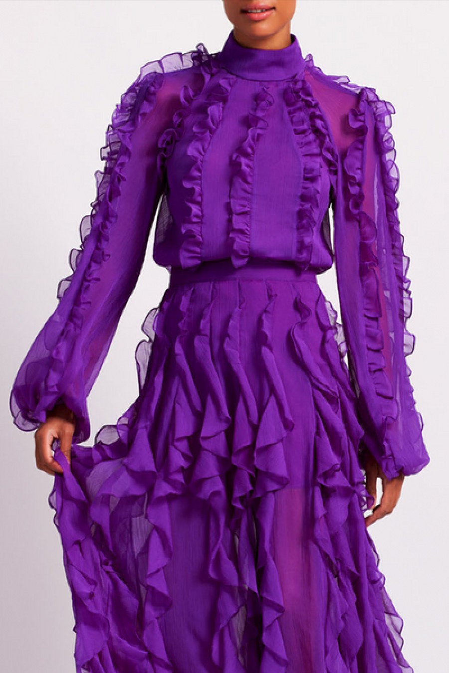 Clothing PatBO | Patbo - Ruffle High Neck Blouse - Purple