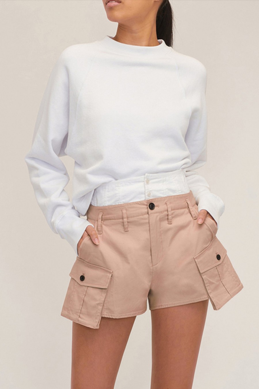 Clothing Marissa Webb | Marissa Webb - So Uptight Cropped Raglan French Terry Sweatshirt - White