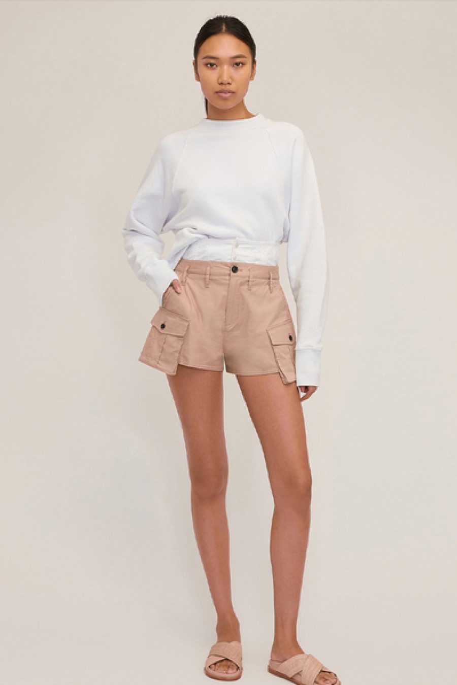 Clothing Marissa Webb | Marissa Webb - So Uptight Cropped Raglan French Terry Sweatshirt - White