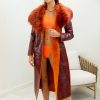 Clothing Cult Gaia | Cult Gaia - Elaine Vegan Leather Coat - Maroon Peak Rouge