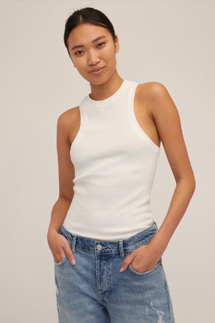 Clothing Marissa Webb | Marissa Webb - Stretch Waffle Knit Tank - Off White