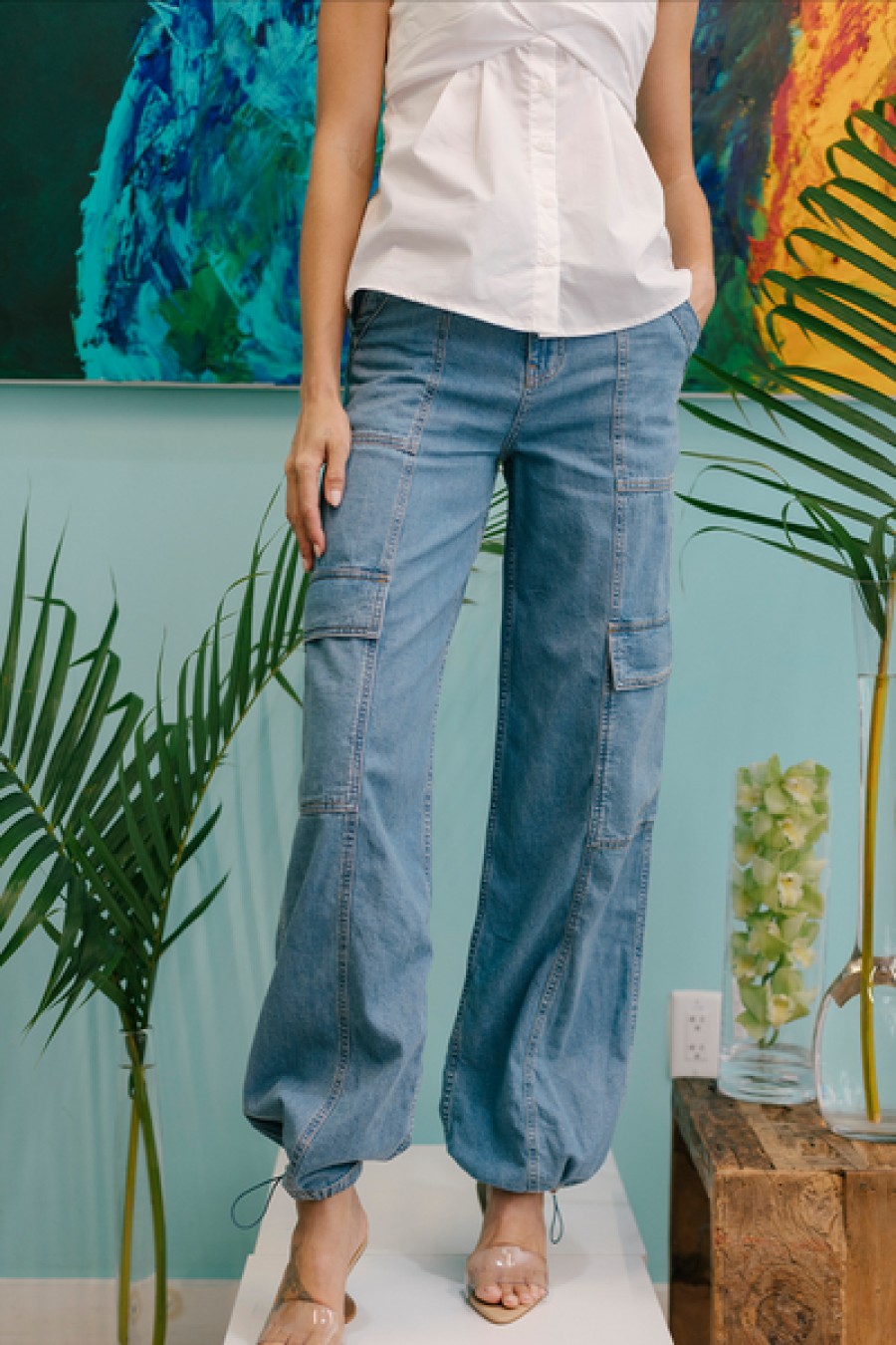 Clothing Simkhai | Simkhai - Calista Denim Cargo Pant - Vatia