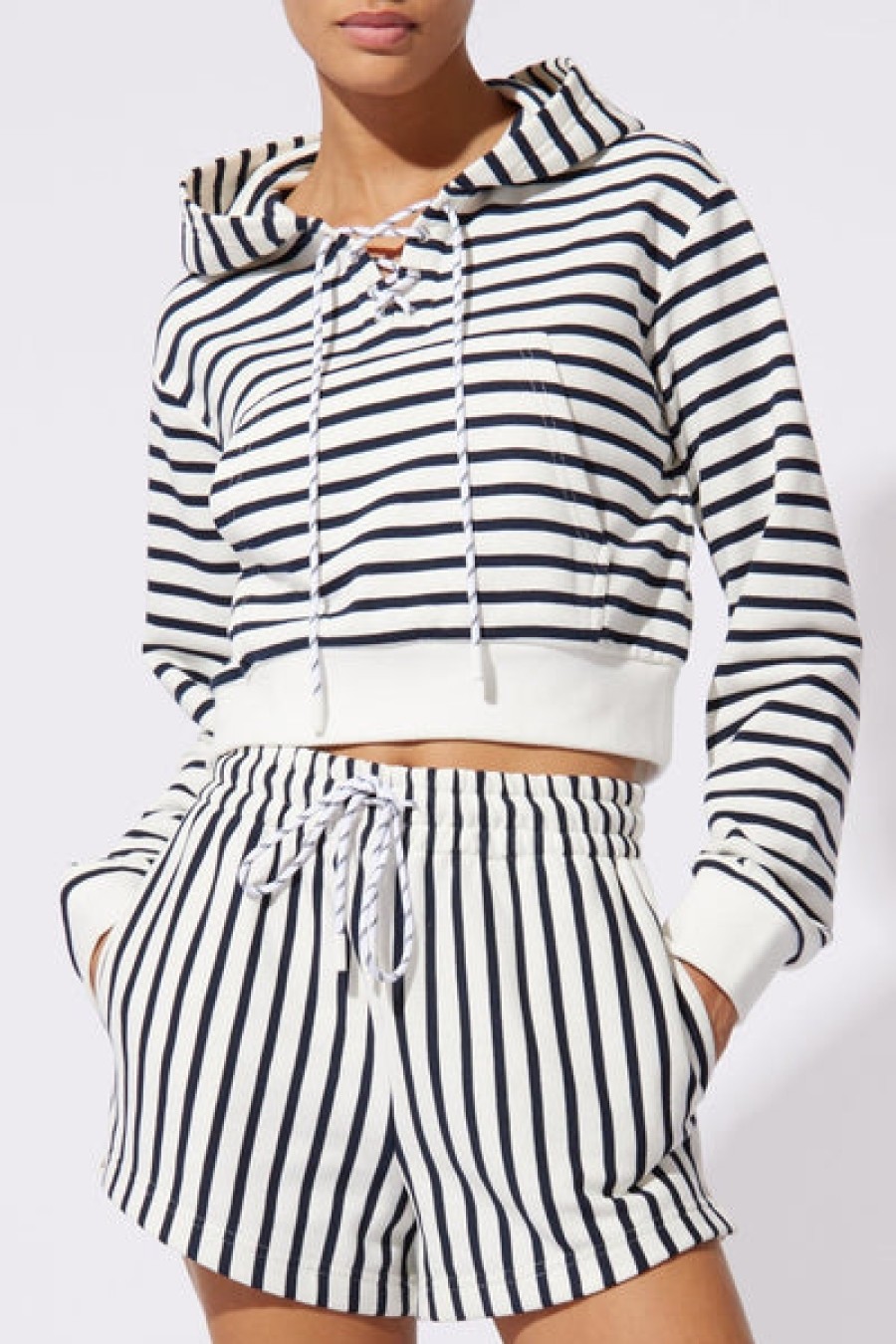 Clothing Solid 0026 Striped | Solid & Striped - The Jolie Hoodie - Varsity Blue And Marshmallow