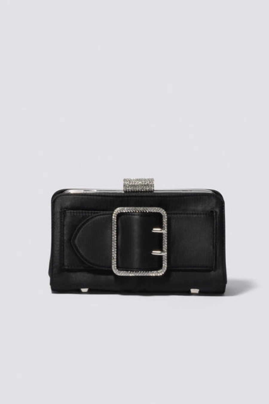 Bags Simkhai | Simkhai - Nolan Satin Buckle Clutch - Black