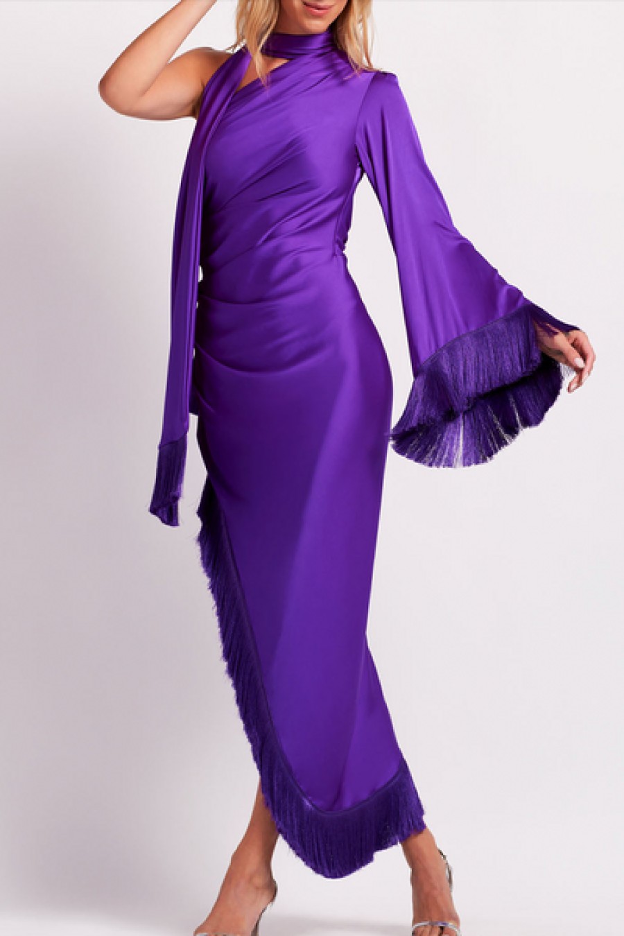 Clothing PatBO | Patbo - Fringe Trim Oscar Dress - Purple