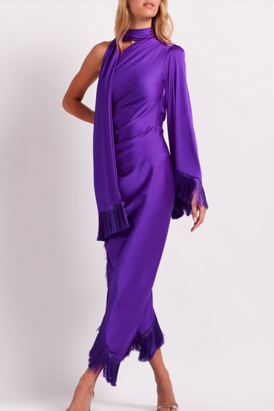 Clothing PatBO | Patbo - Fringe Trim Oscar Dress - Purple