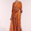 Clothing Poupette St Barth | Poupette St. Barth - Adha Long Dress - Orange Leo Forest