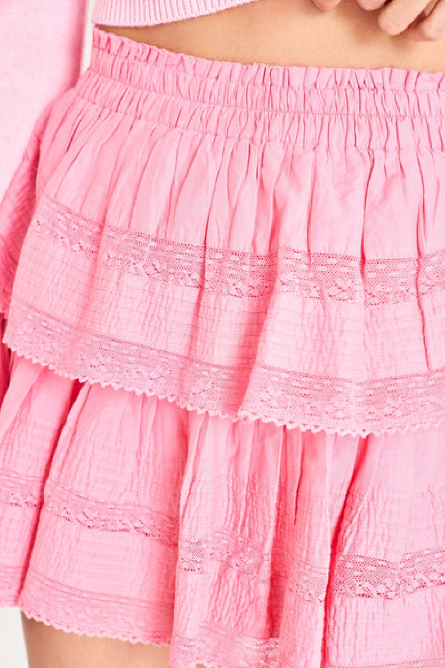 Clothing LoveShackFancy | Loveshackfancy - Ruffle Mini Skirt - Vivid Pink