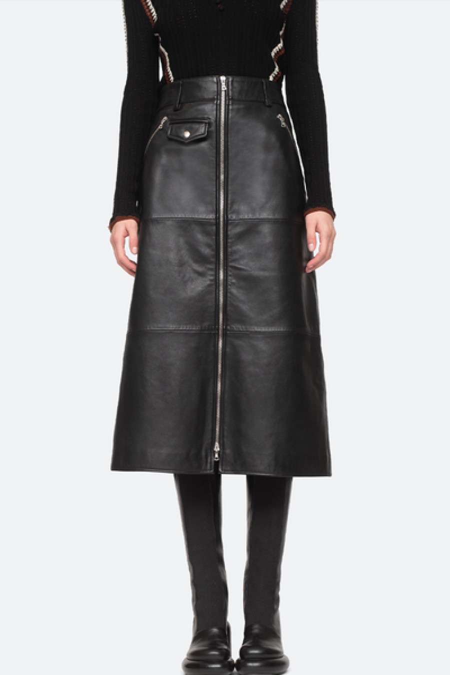 Clothing Sea New York | Sea New York - Lilia Leather Long Skirt - Black