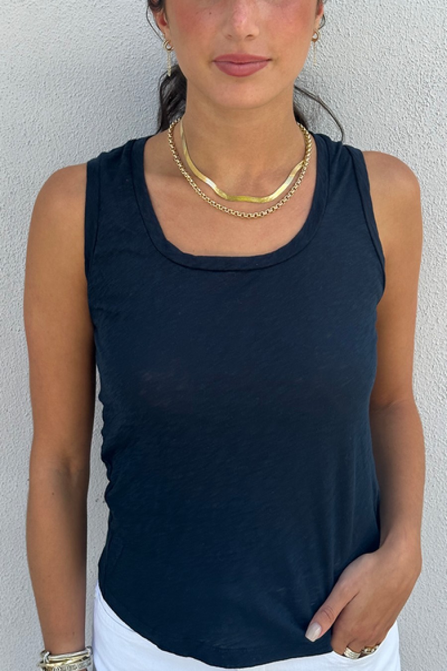 Clothing stateside | Stateside - Supima Slub Square Neck Tank - New Navy