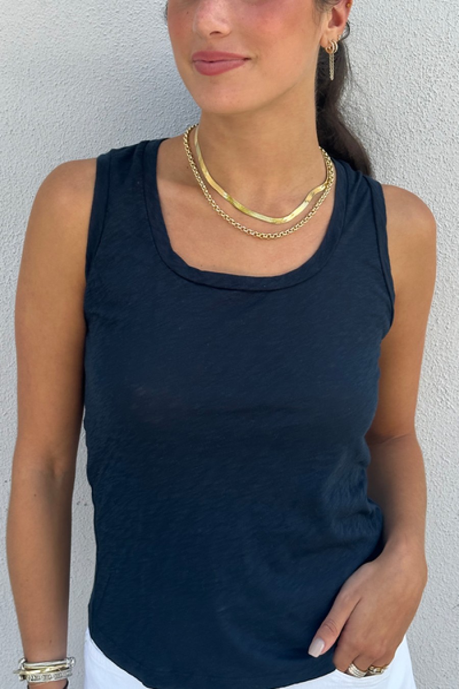 Clothing stateside | Stateside - Supima Slub Square Neck Tank - New Navy