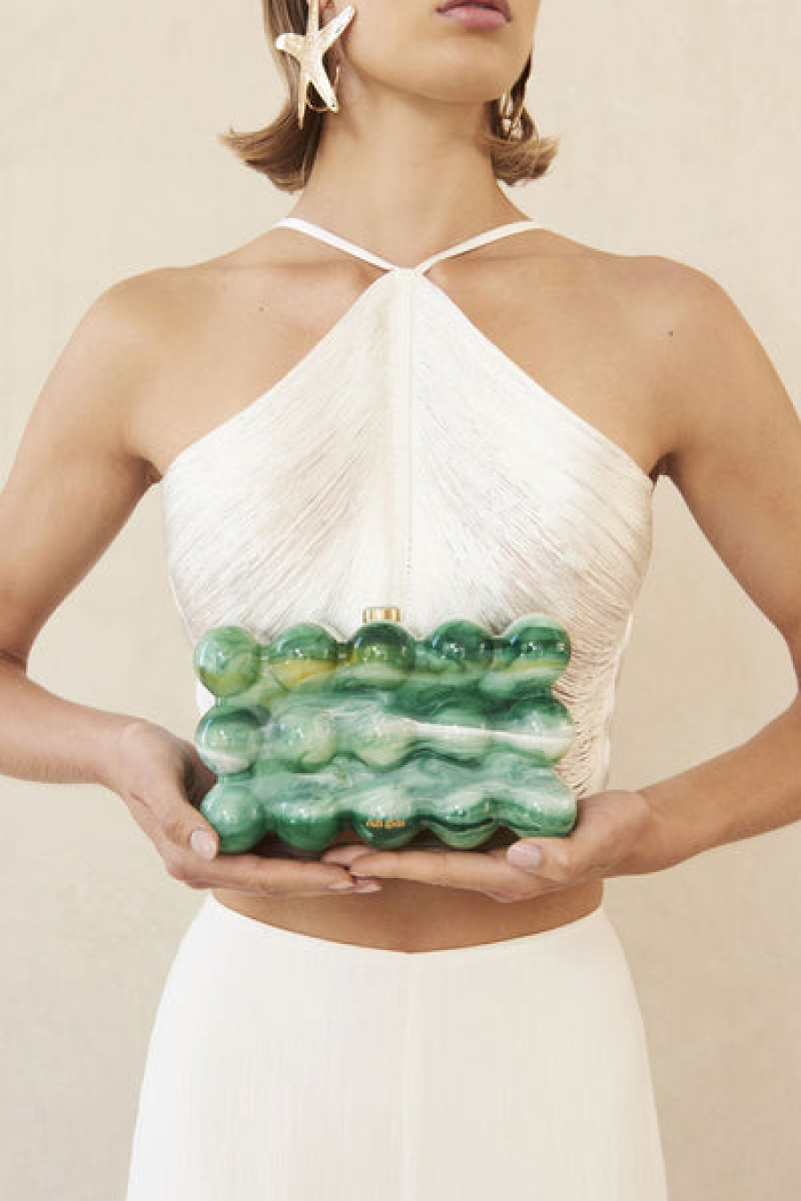 Bags Cult Gaia | Cult Gaia - The Bubble Clutch - Sage