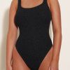 Swim HUNZA G | Hunza G - Square Neck Lurex Swim - Black/Gold